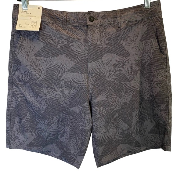 Goodfellow & Co Other - Goodfellow & Co Men's Hybrid Swim Shorts 9" Inseam Size 36 Leaf Print Dark Grey
